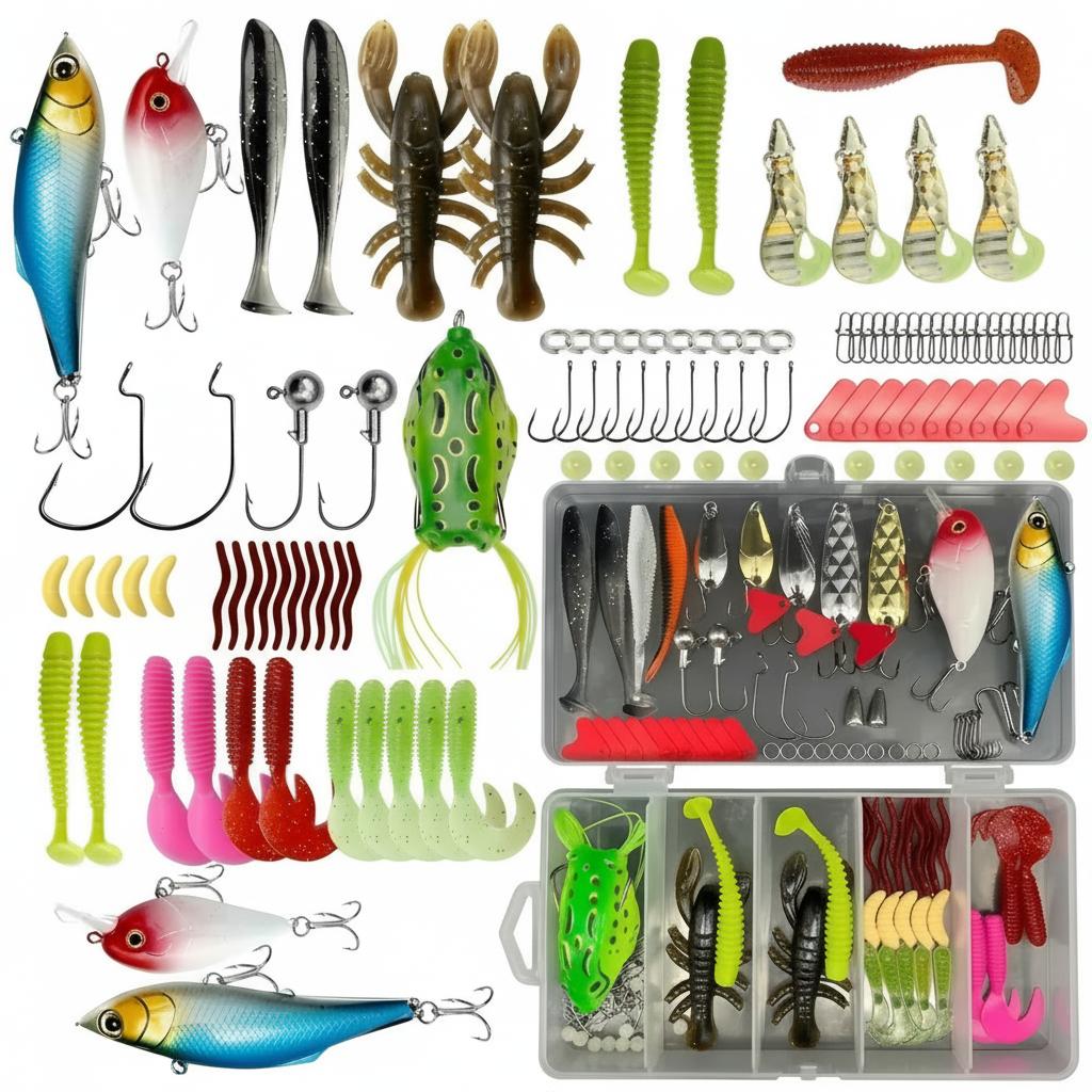 Fishing Equipment For Trout - 133点入りプレミアム釣りルアータックルボックスキット 釣り道具と装備 釣りタックルボックス スピナーベイト ウォブラー リードジグ