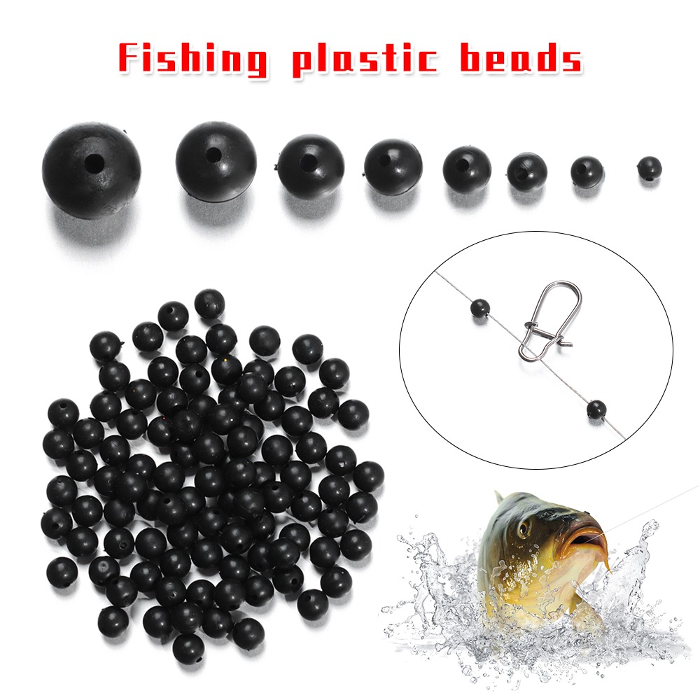 Fishing Equipment Lures - 100ピース/ロットビーズスペースストッパー黒3ミリメートル-10ミリメートルラウンドソフトとハード豆釣りは餌フックリグアクセサリー