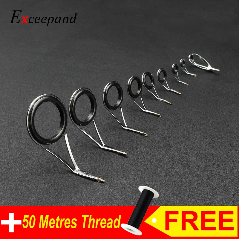 Fishing Equipment Guide - Exceepand 9個釣竿ガイドステンレス鋼フレームスピンポールアイラインためフィッシングロッドビルディングと修理