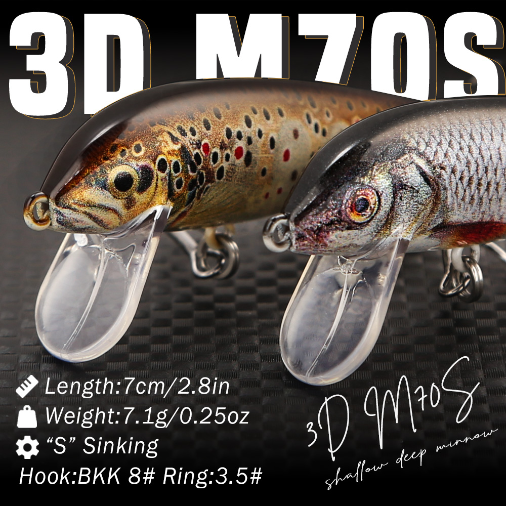 B&U フィッシング ルアー シンキング ミノー、3D リア - Fishing Equipment For Trout のレビューと価格