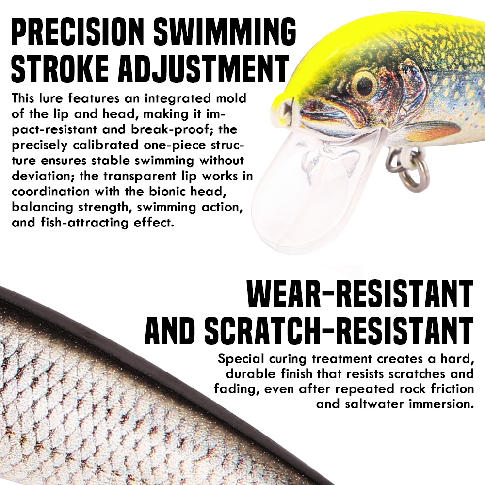 B&U フィッシング ルアー シンキング ミノー、3D リア - Fishing Equipment For Trout のレビューと価格